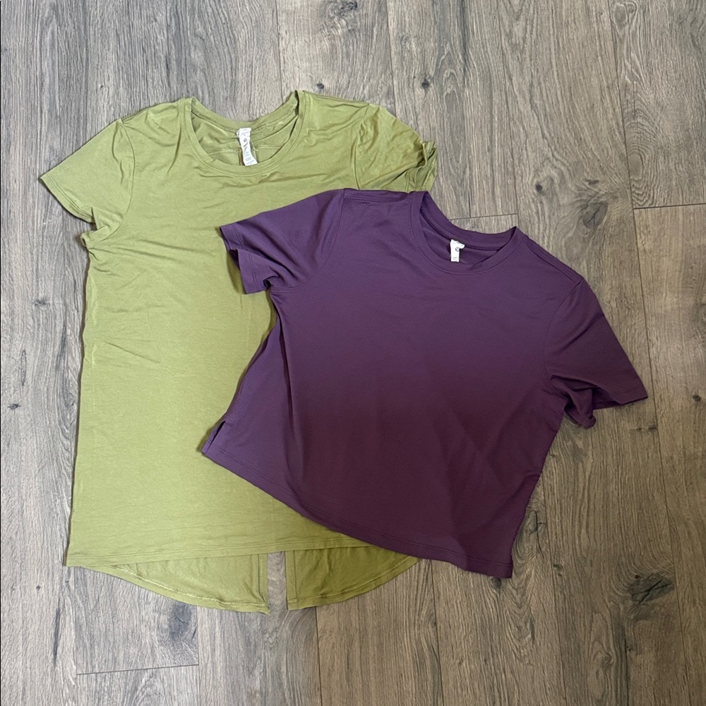 lululemon athletica Olive and Purple Short Sleeve Tees